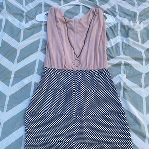 Pink and Black Sleeveless Dress with Necklace